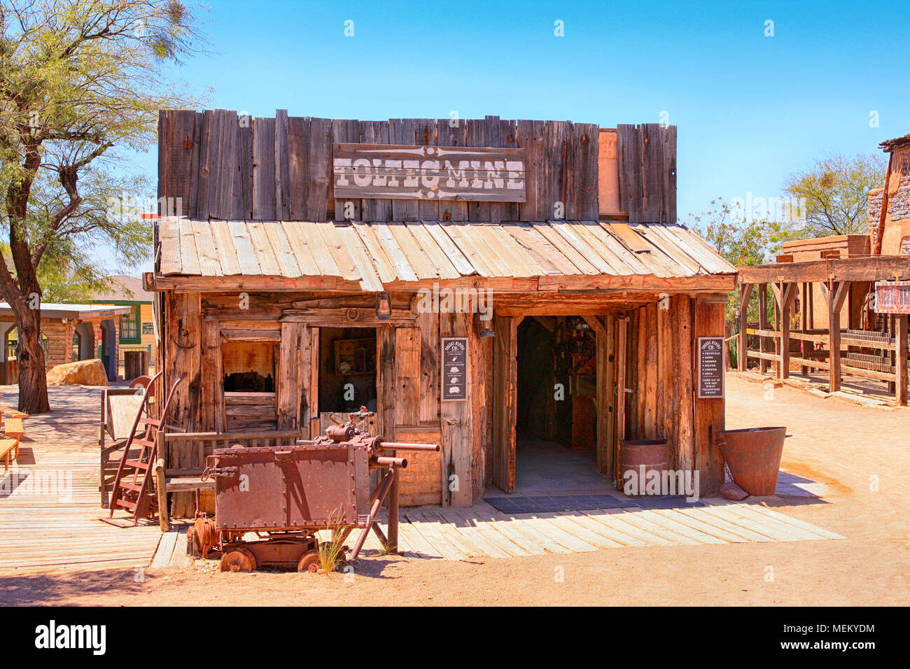 The Toltec Mine at the Old Tucson Film Studios amusement park in Arizona Stock Photo