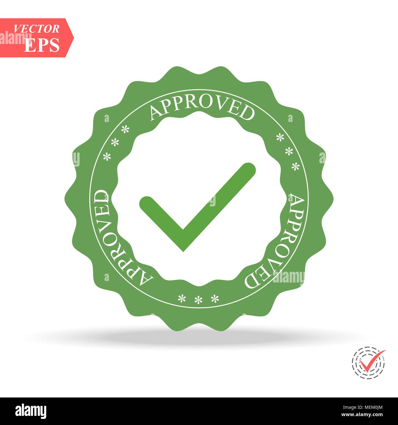 Approved Stamp Vector Over a White Background. Simple mark graphic