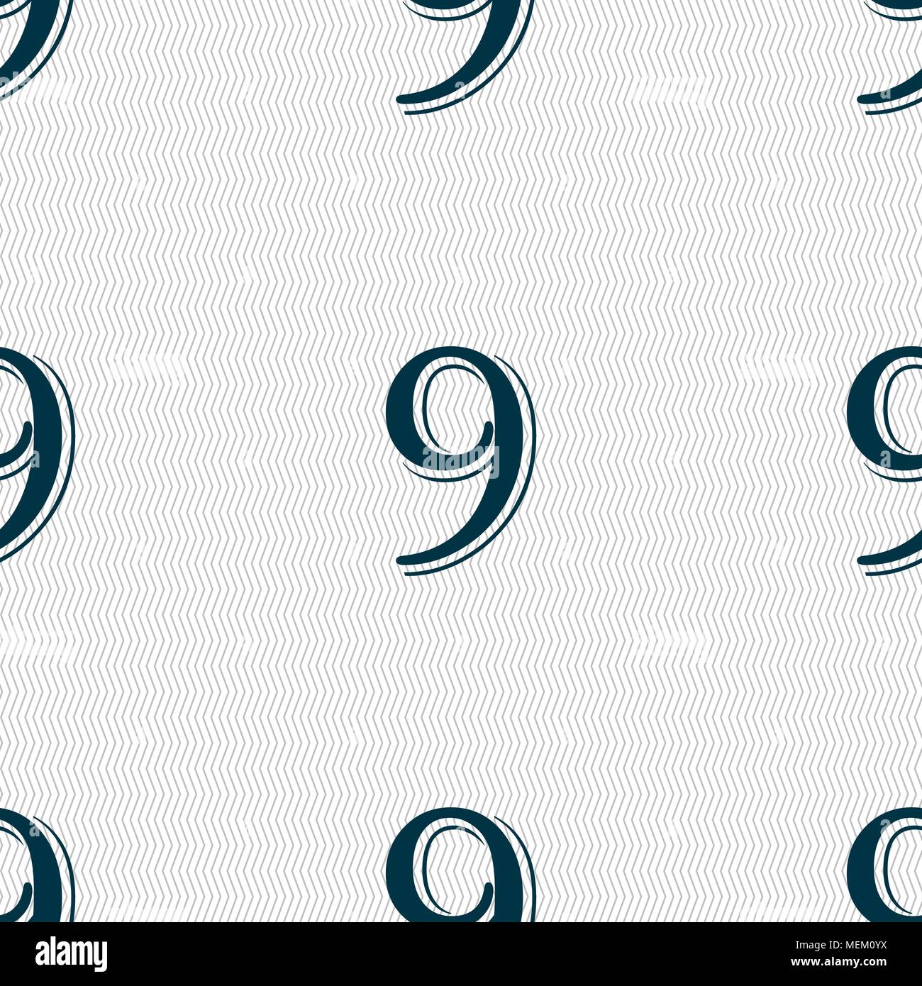 number Nine icon sign. Seamless abstract background with geometric ...