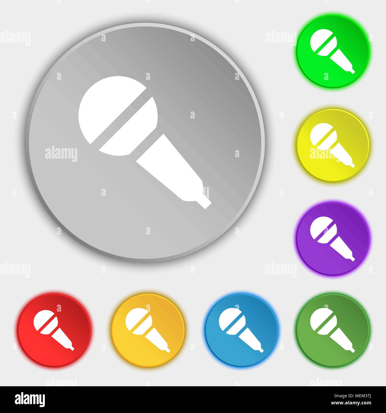 Microphone icon sign. Symbol on eight flat buttons. Vector illustration ...