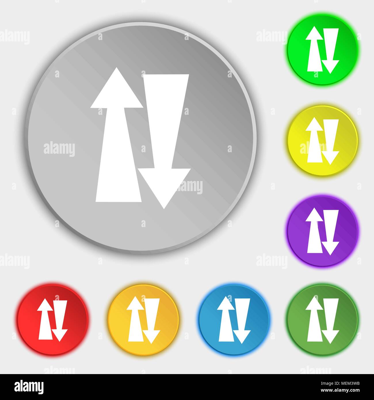 Two way traffic, icon sign. Symbol on eight flat buttons. Vector ...
