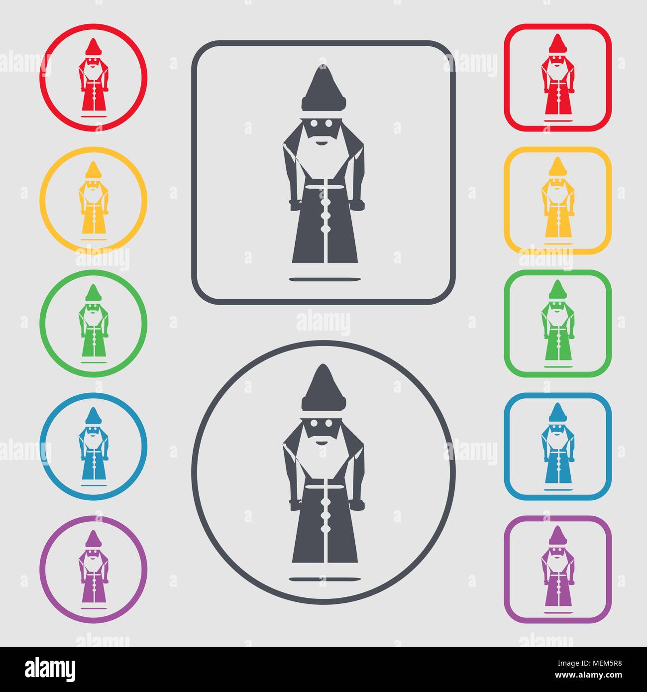 Santa Claus icon sign. symbol on the Round and square buttons with ...