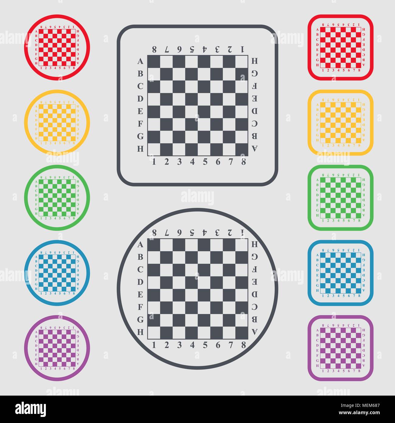 Modern Chess board icon sign. symbol on the Round and square buttons ...