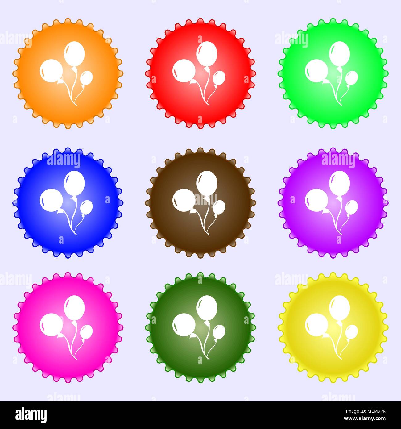 Balloons icon sign. Big set of colorful, diverse, high-quality buttons ...