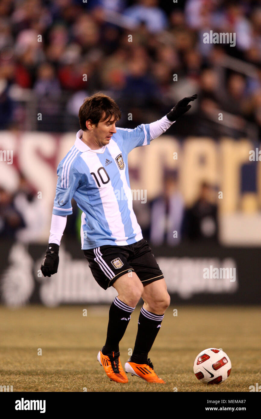 Argentina's Lionel Messi in action during friendly match between the United Staes and Argentina at Meadowlands stadium on March 27, 2011 Stock Photo