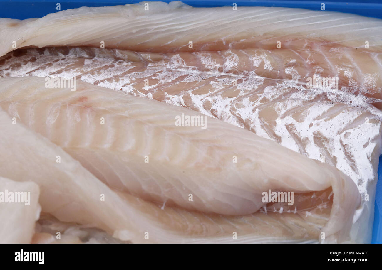 A pile of cod fish at the fish market Stock Photo