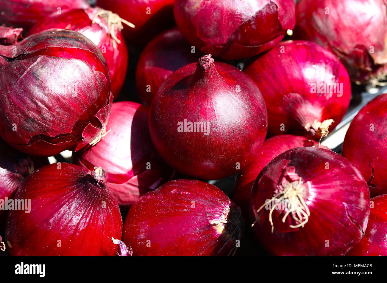 Red onions in plenty close hi-res stock photography and images - Alamy