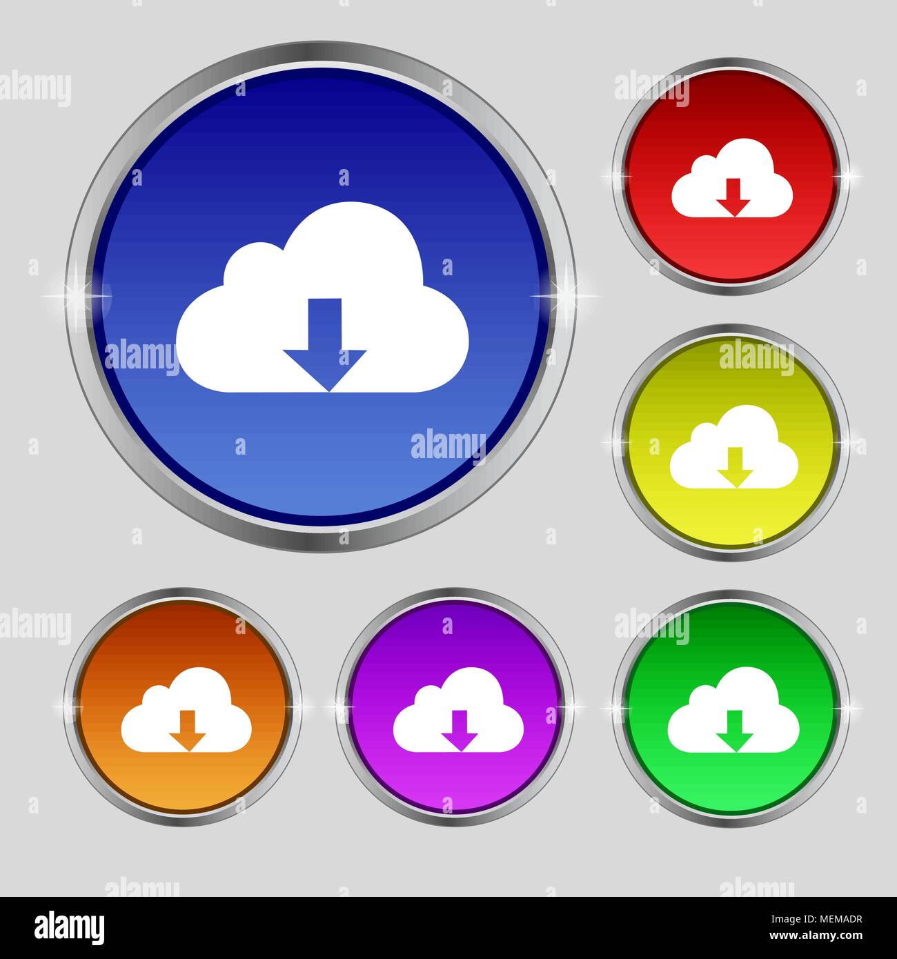 Backup icon sign. Round symbol on bright colourful buttons. Vector ...