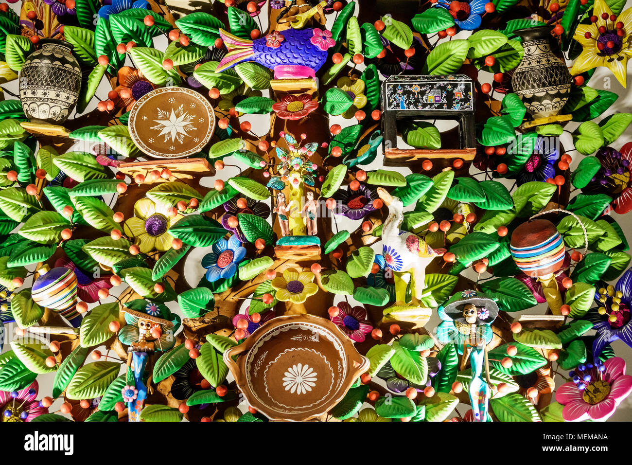 Mexico City,Mexican,Hispanic,historic Center Centre,Museo de Arte Popular,Popular Art Museum,inside,exhibit exhibition collection folk art,Arbol de la Stock Photo