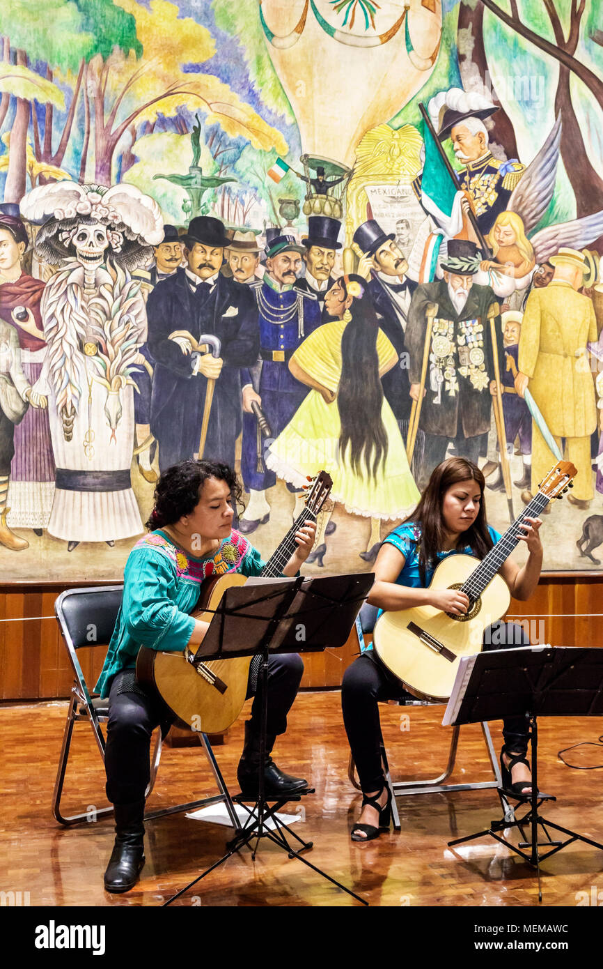 Mexico City,Mexican,Hispanic,historic Center Centre,Museo Mural Diego Rivera Museum,art museum,interior inside,Sueno de una tarde dominical en la Alam Stock Photo