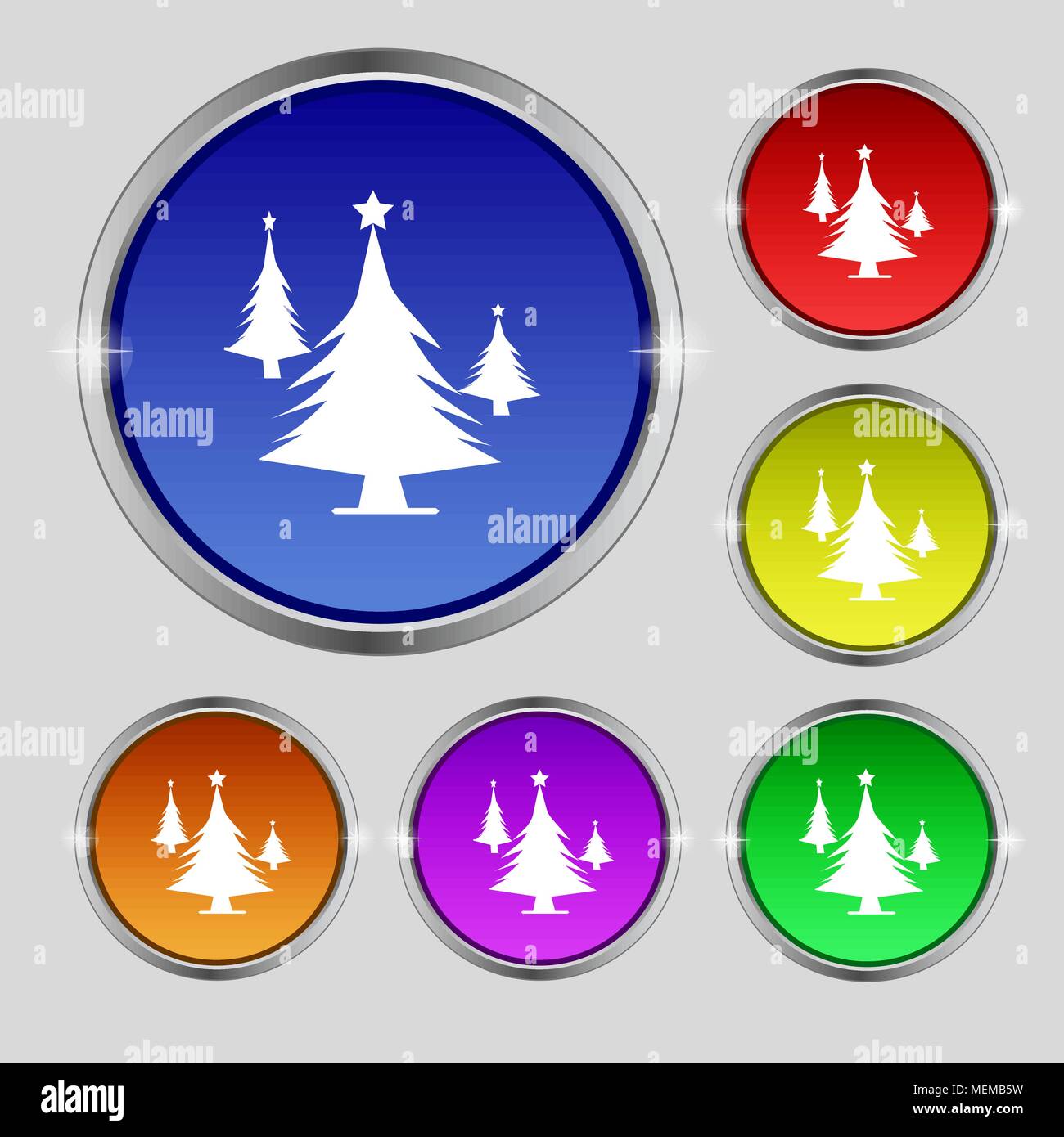 coniferous forest, tree, fir-tree icon sign. Round symbol on bright ...