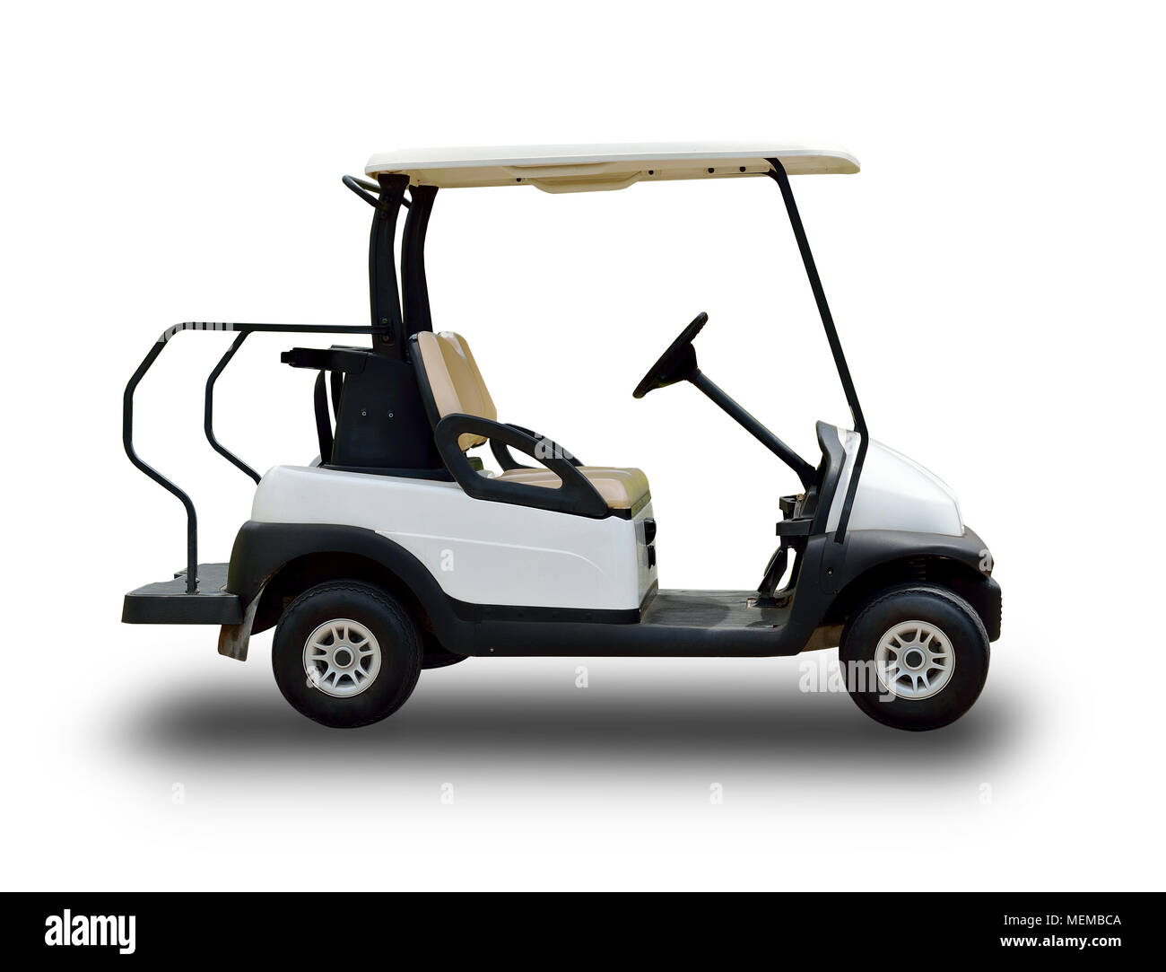Golf cart golfcart isolated on white background Stock Photo - Alamy