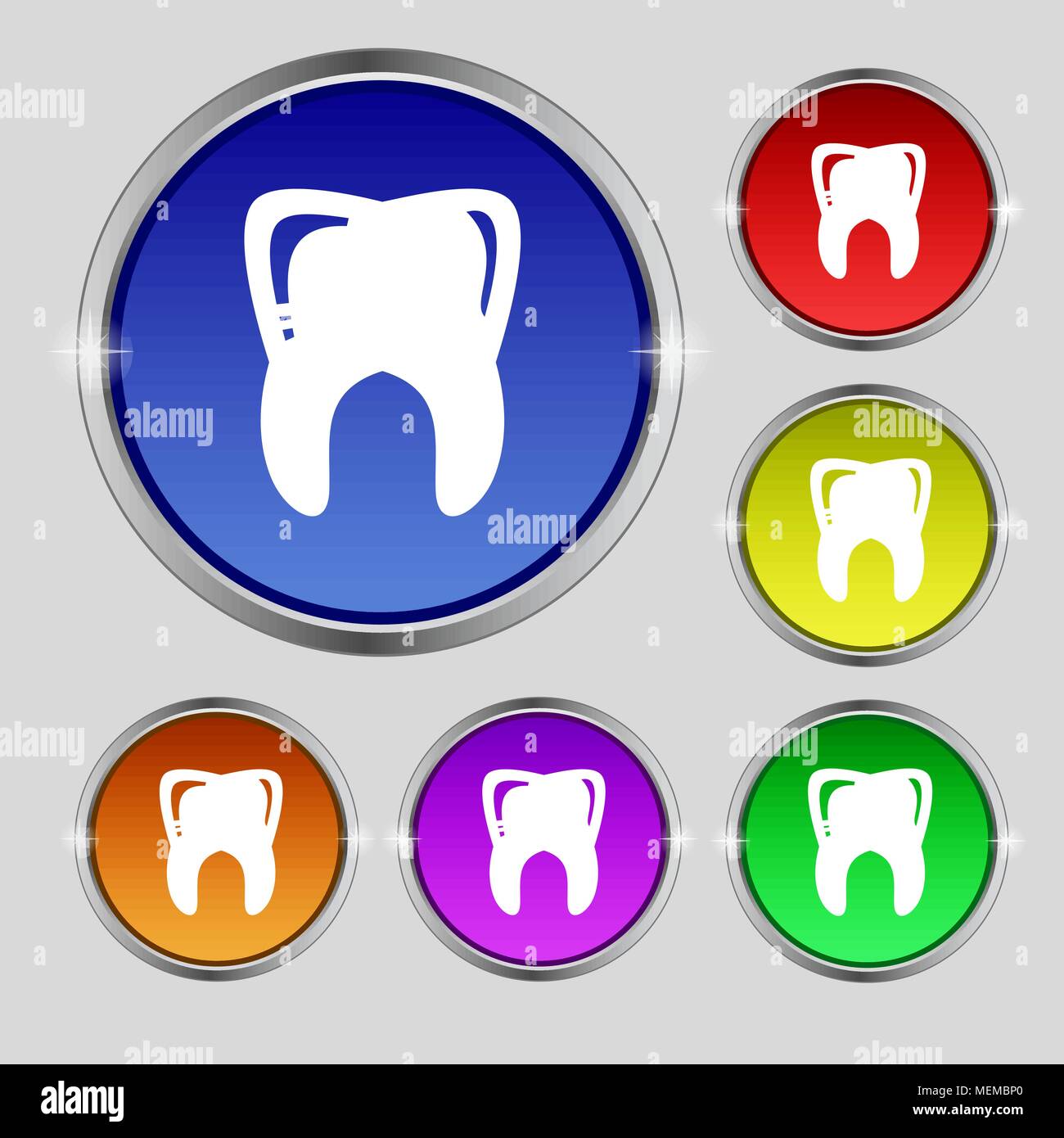 Tooth icon sign. Round symbol on bright colourful buttons. Vector ...