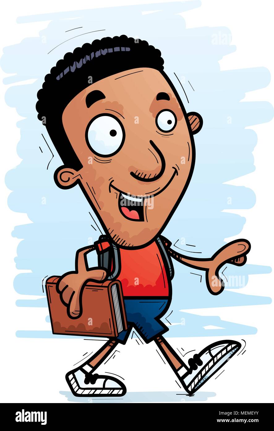 Happy Black school boy walking. Cartoon vector illustration Stock Vector  Image & Art - Alamy