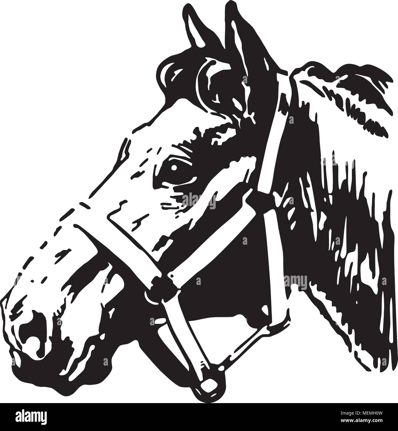 Farm Horse - Retro Clipart Illustration Stock Vector
