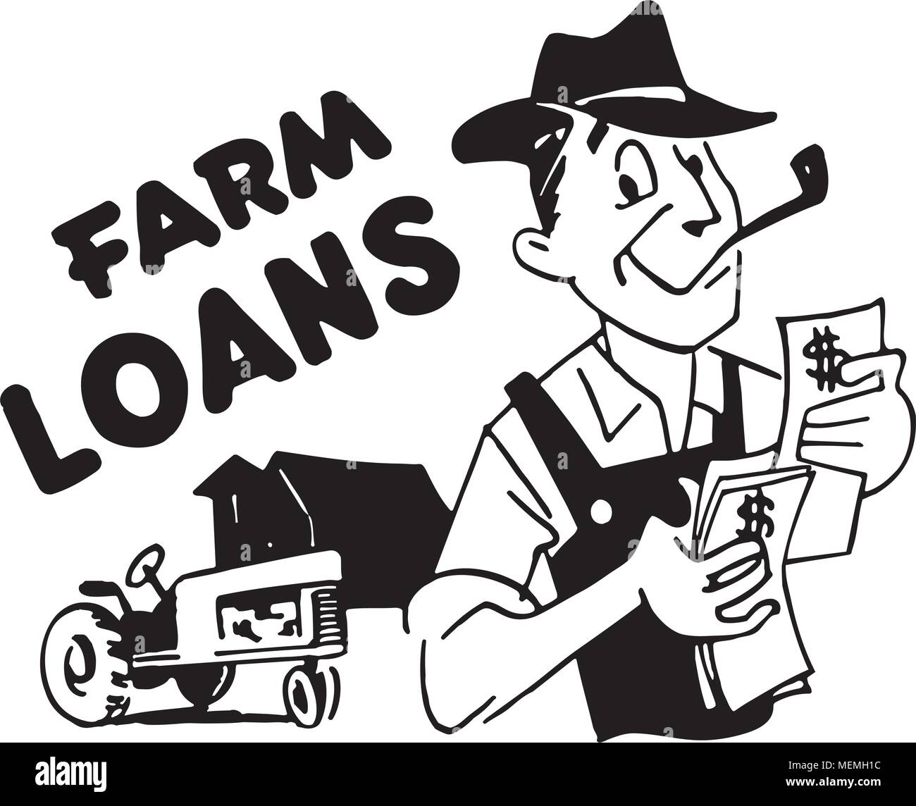 Farm Loans - Retro Clipart Illustration Stock Vector