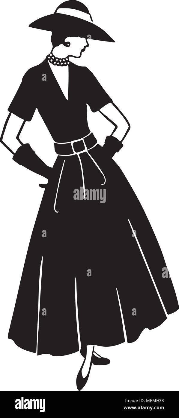 Fashionable Woman - Retro Clipart Illustration Stock Vector