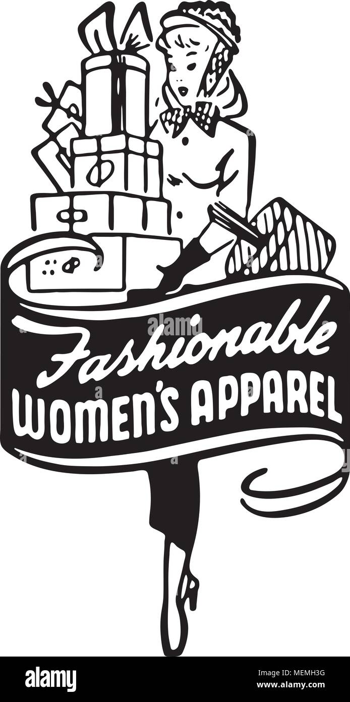 Fashionable Women's Apparel 2 - Retro Ad Art Banner Stock Vector