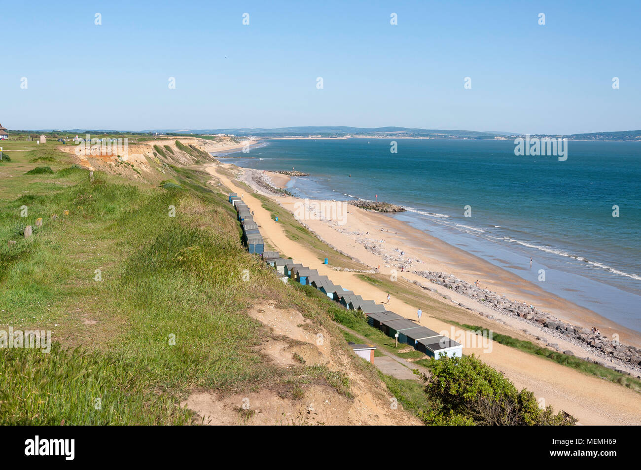 Beach and coastal view, Barton on Sea, Hampshire, England, United Kingdom Stock Photo