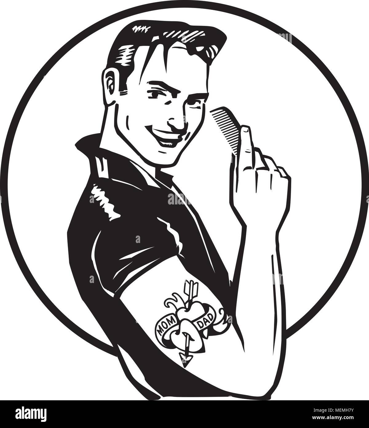 Fifties Greaser - Retro Clipart Illustration Stock Vector