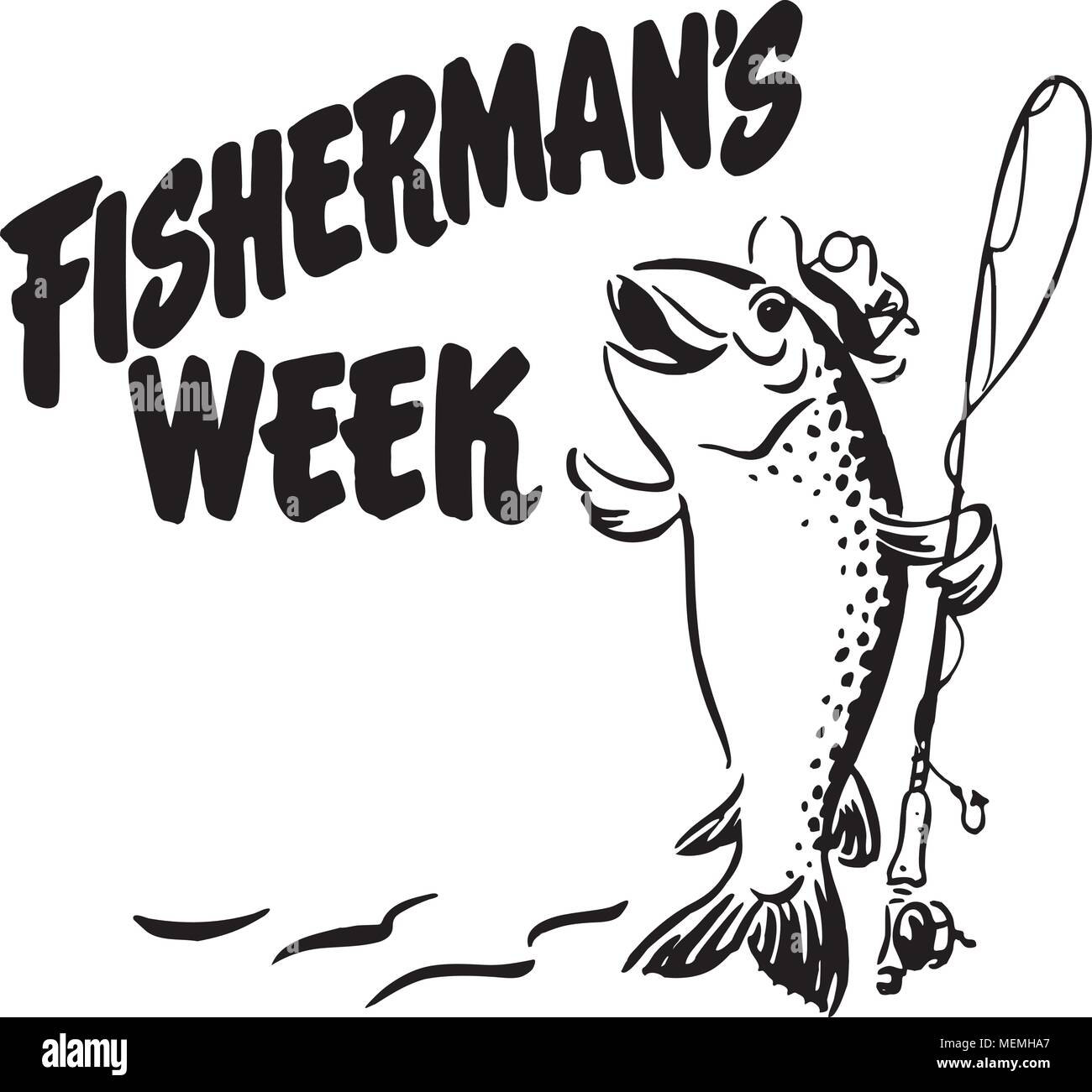 Fisherman's Week - Retro Clipart Illustration Stock Vector Image & Art ...