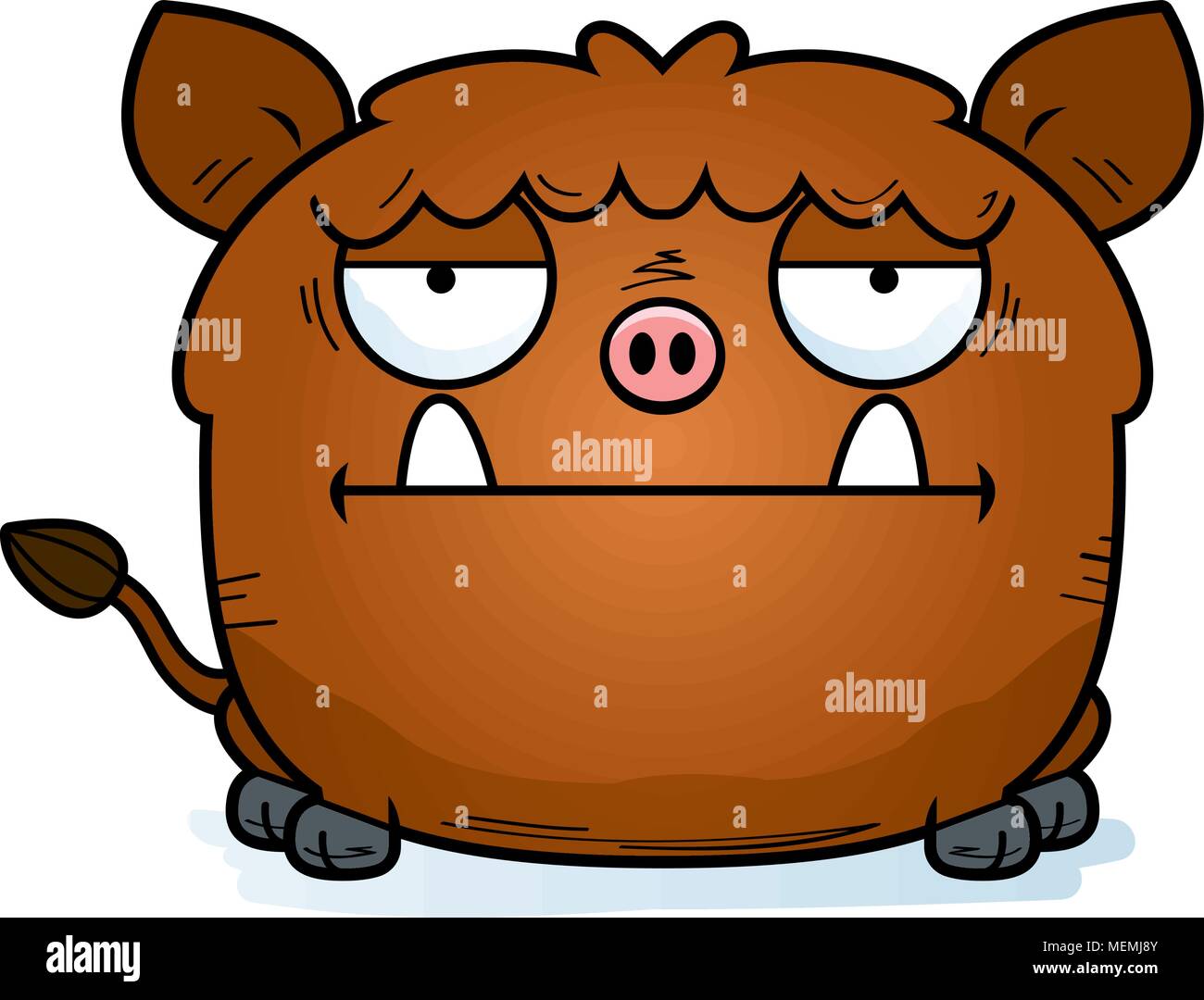 A cartoon illustration of a boar looking bored. Stock Vector