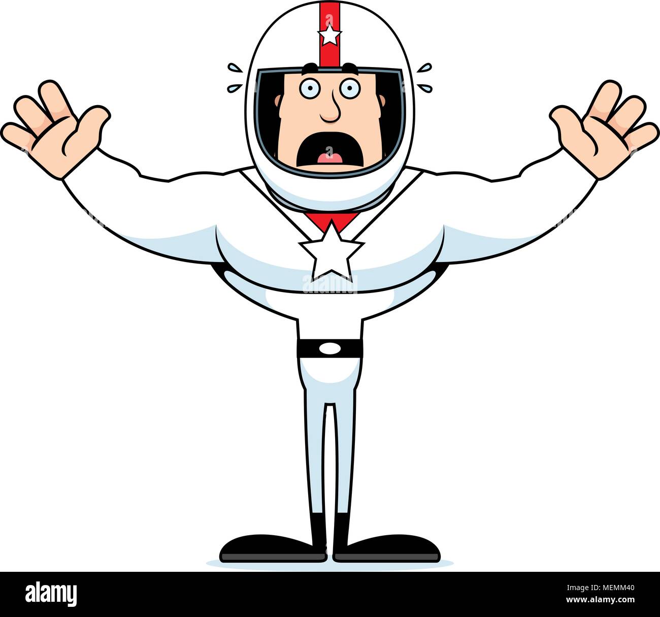 A cartoon race car driver looking scared. Stock Vector