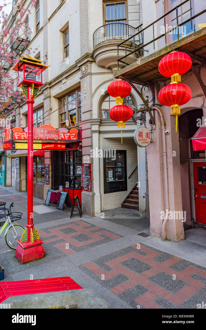 Fisgard Street, Chinatown, Victoria, British Columbia, Canada.. Stock Photo
