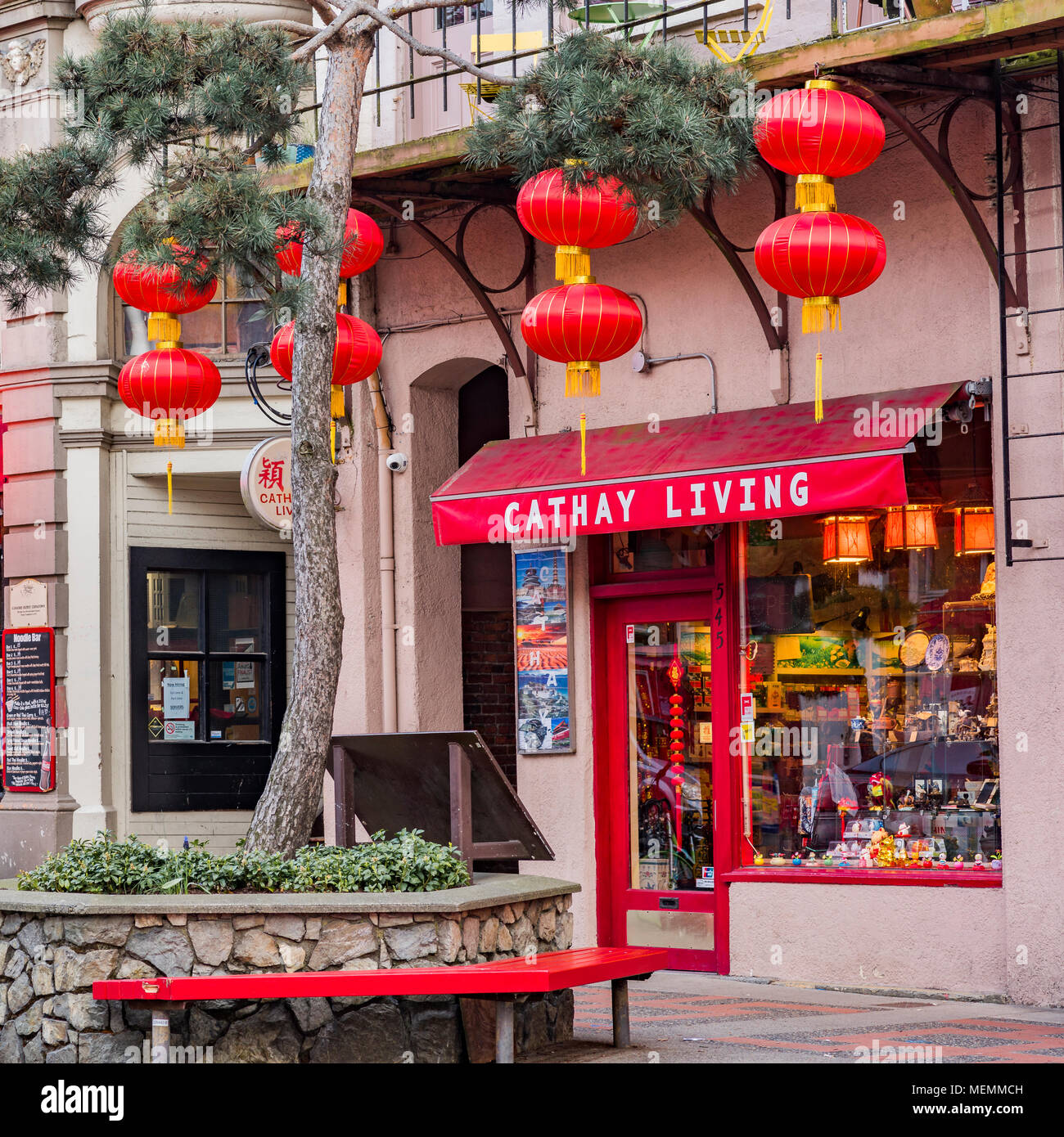 Fisgard Street, Chinatown, Victoria, British Columbia, Canada.. Stock Photo