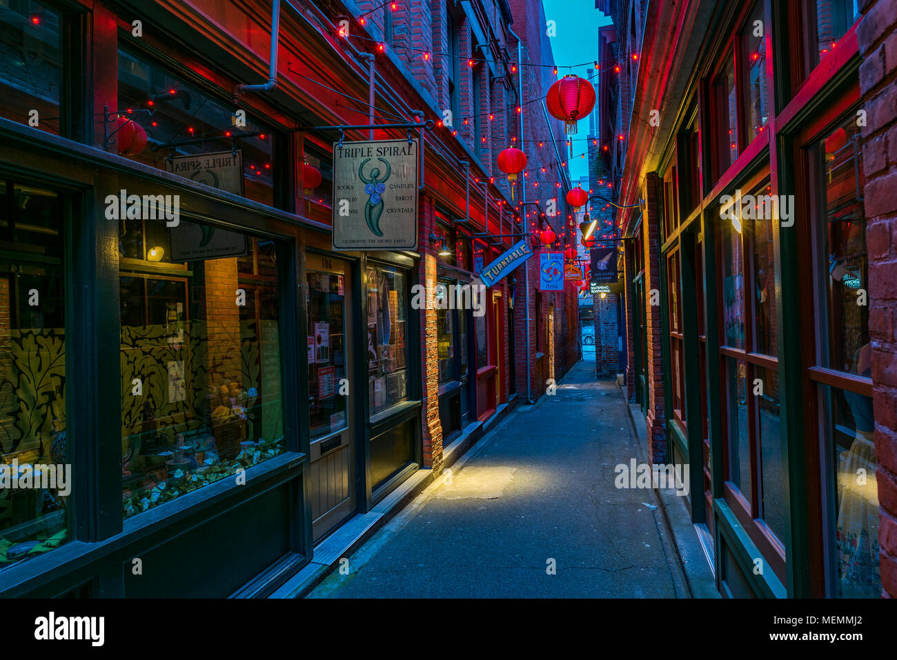 Fan Tan Alley, Chinatown, Victoria, British Columbia, Canada. Stock Photo