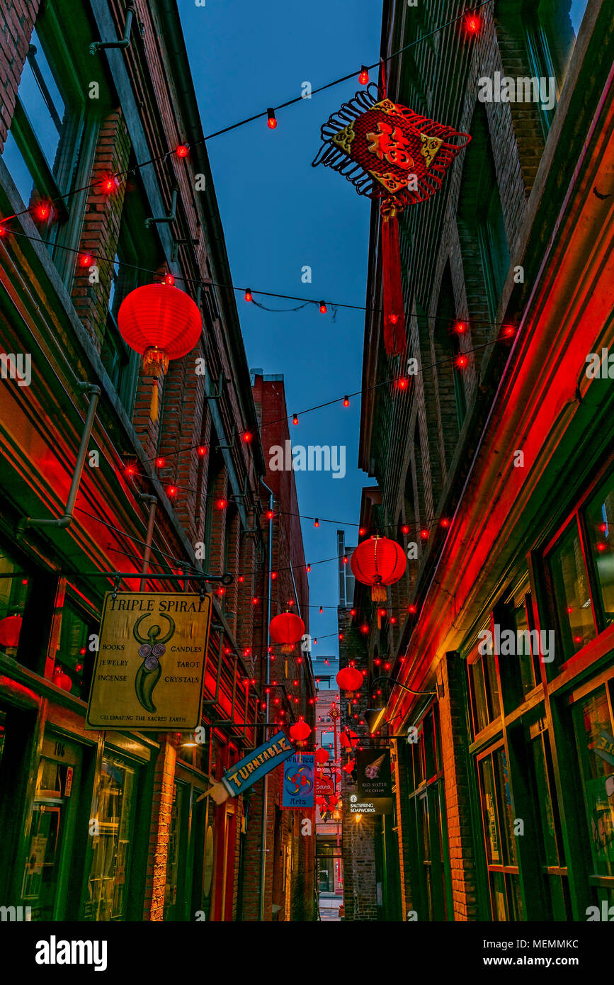 Fan Tan Alley, Chinatown, Victoria, British Columbia, Canada. Stock Photo