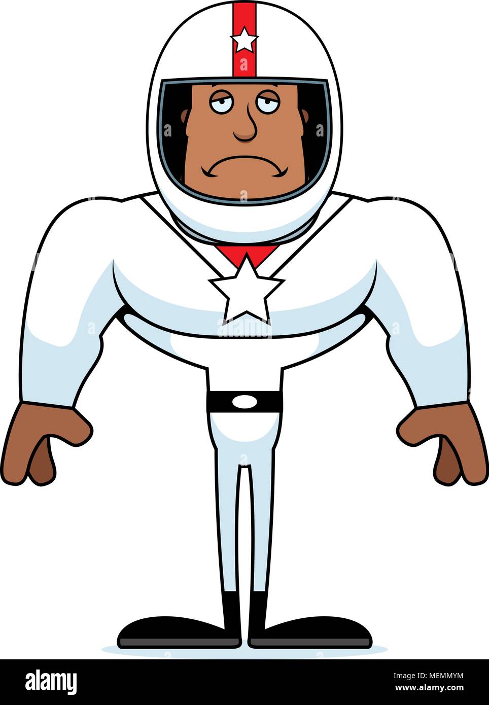 A cartoon race car driver looking sad. Stock Vector