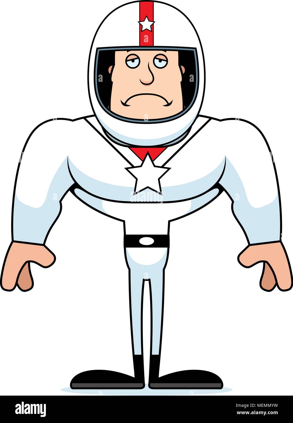 A cartoon race car driver looking sad. Stock Vector