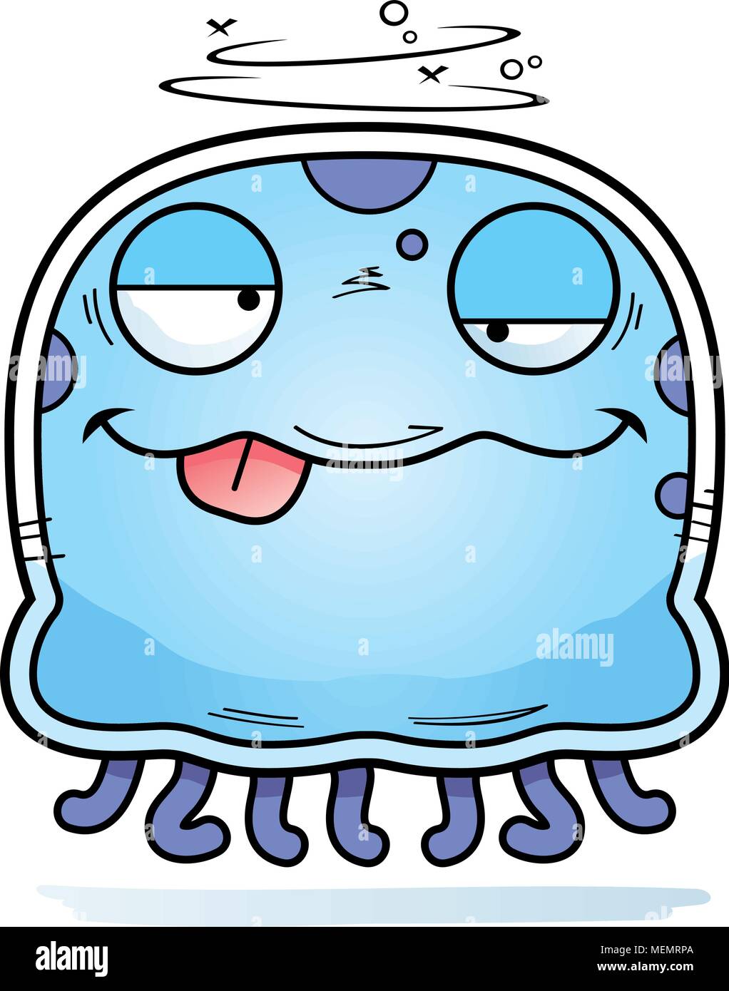 A cartoon illustration of a jellyfish looking drunk Stock Vector Image