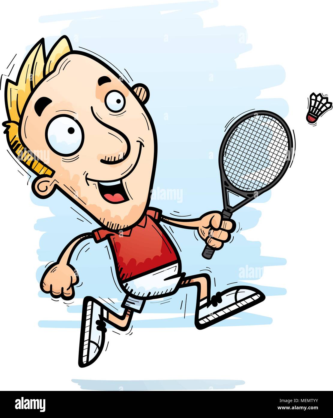 A Cartoon Illustration Of A Man Badminton Player Running Stock Vector Image Art Alamy