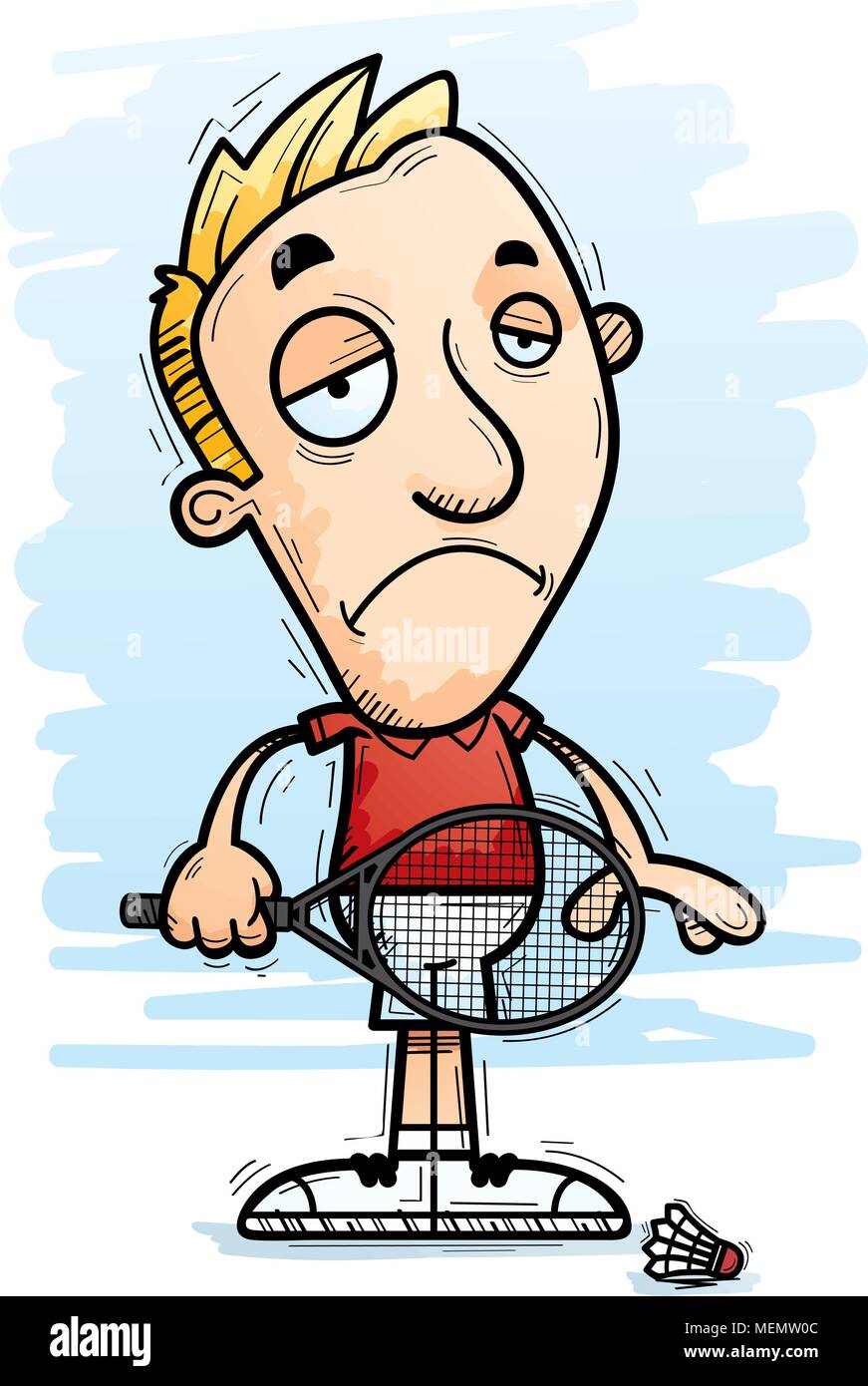 A cartoon illustration of a man badminton player looking sad Stock Vector  Image & Art - Alamy