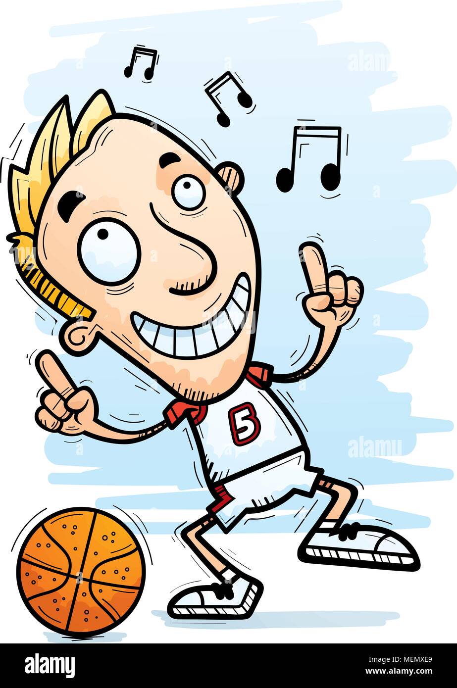 A cartoon illustration of a man basketball player dancing Stock Vector