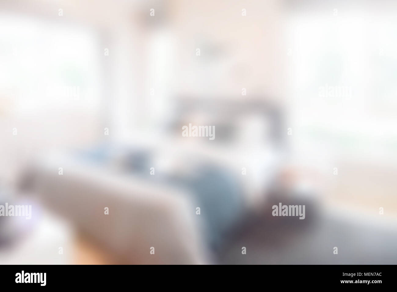 Blurred background bedroom in modern intrior style Stock Photo