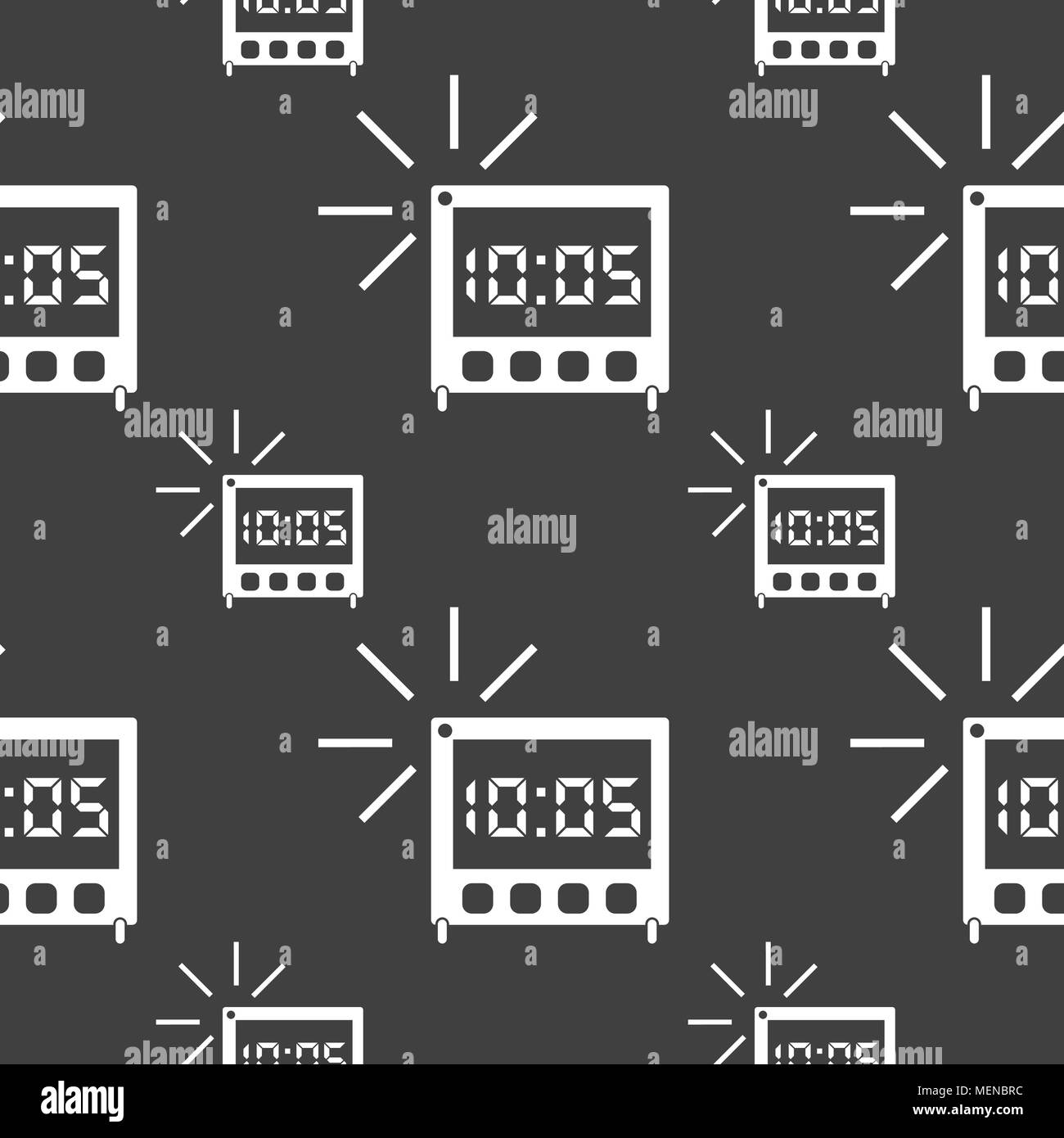 digital Alarm Clock icon sign. Seamless pattern on a gray background ...