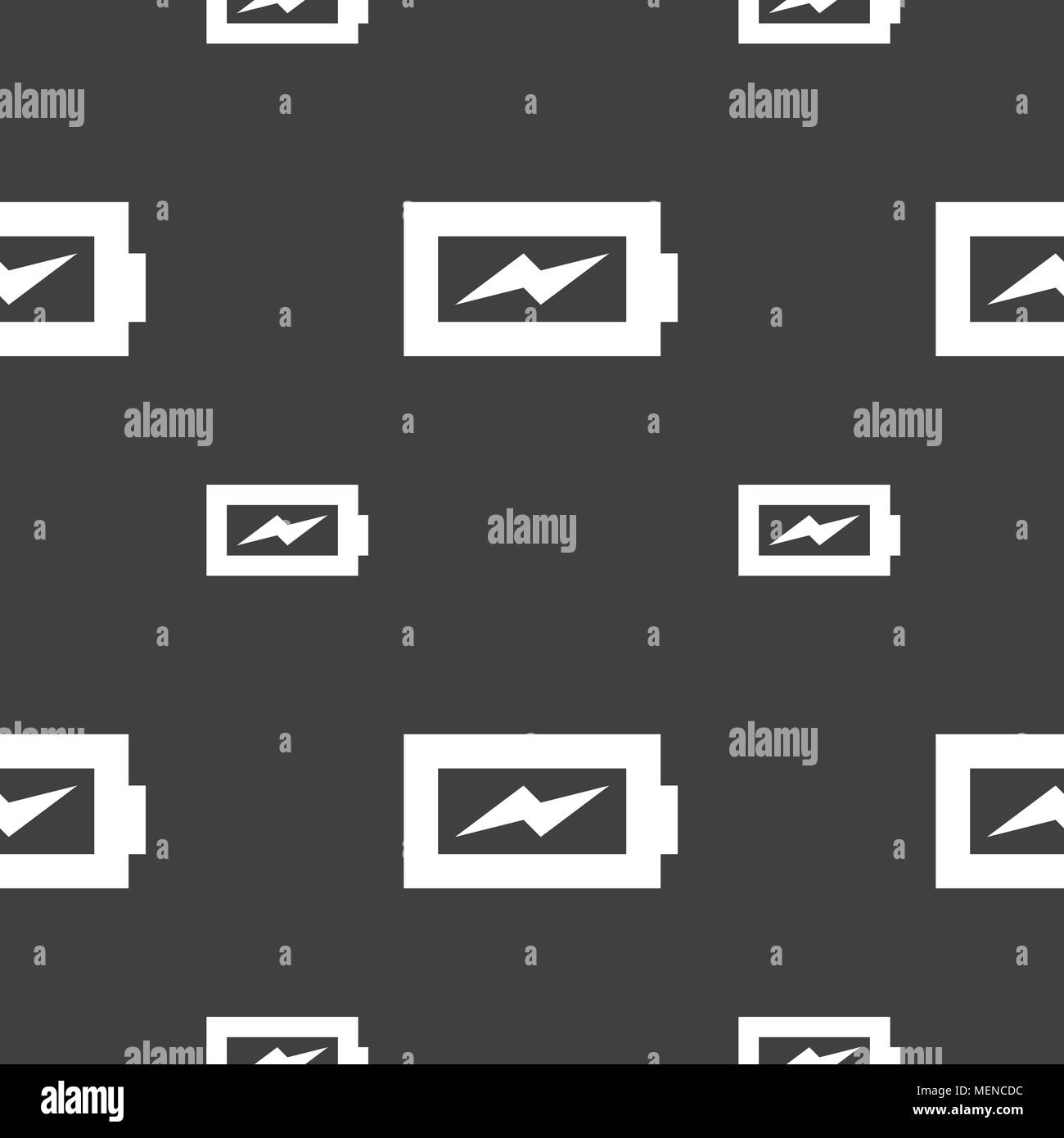 Battery charging icon sign. Seamless pattern on a gray background ...