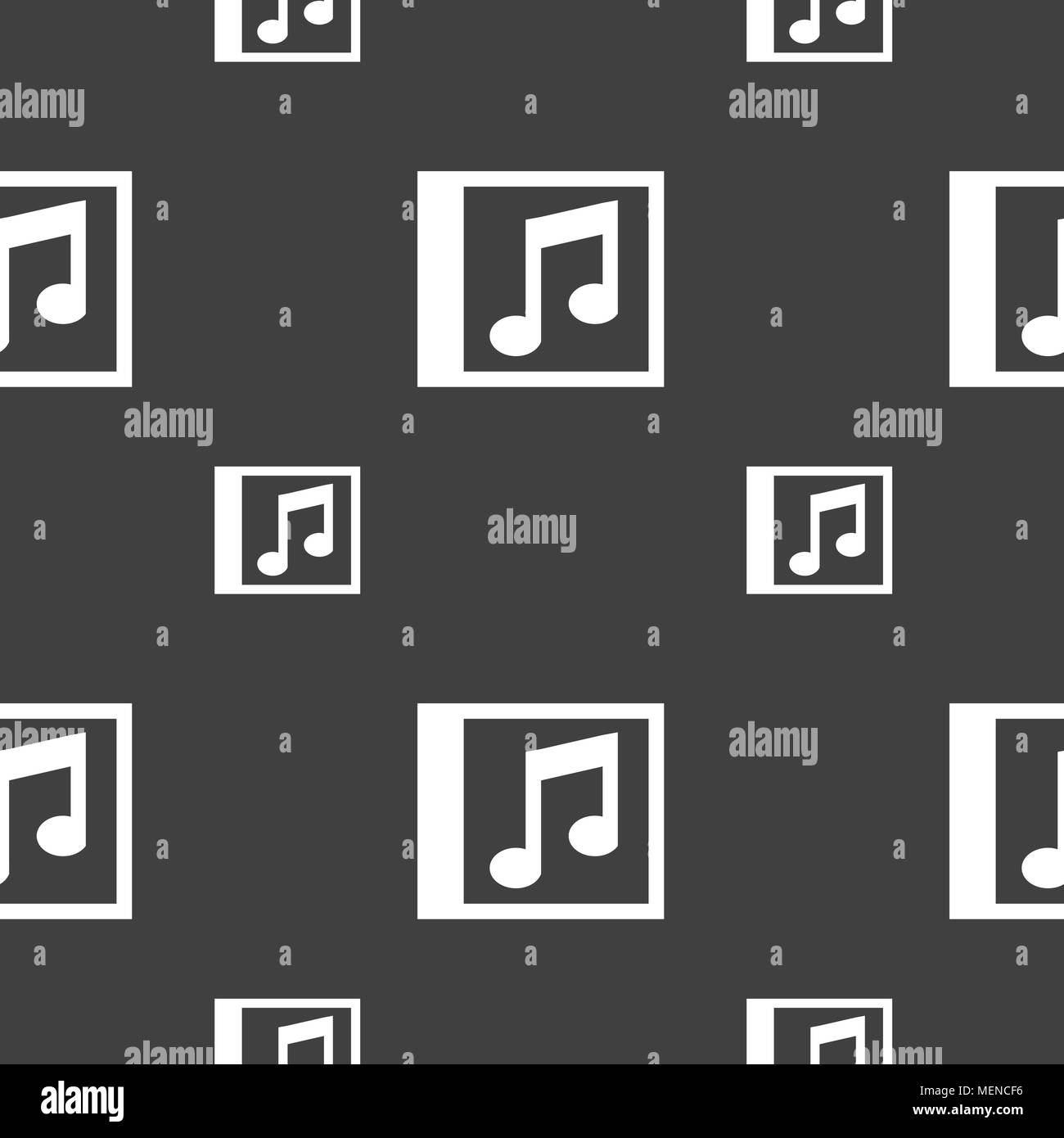 Audio, MP3 file icon sign. Seamless pattern on a gray background
