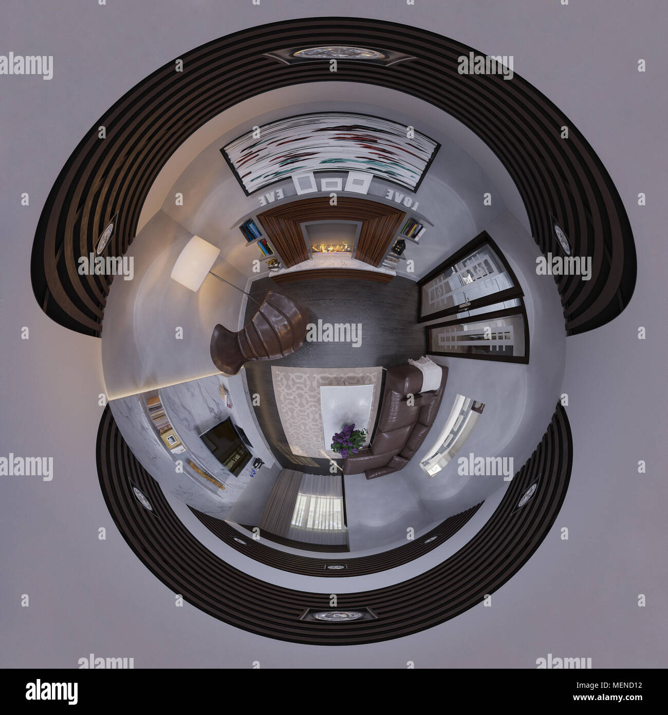 3d illustration 360 degree spherical seamless panorama of the interior ...