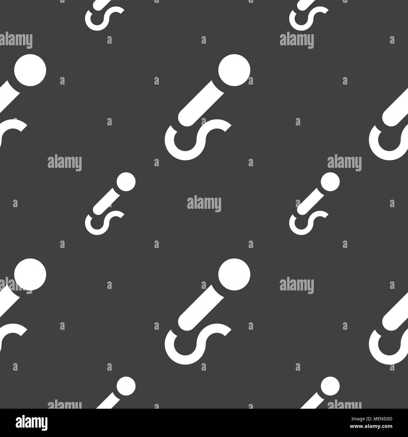 microphone icon sign. Seamless pattern on a gray background. Vector illustration Stock Vector