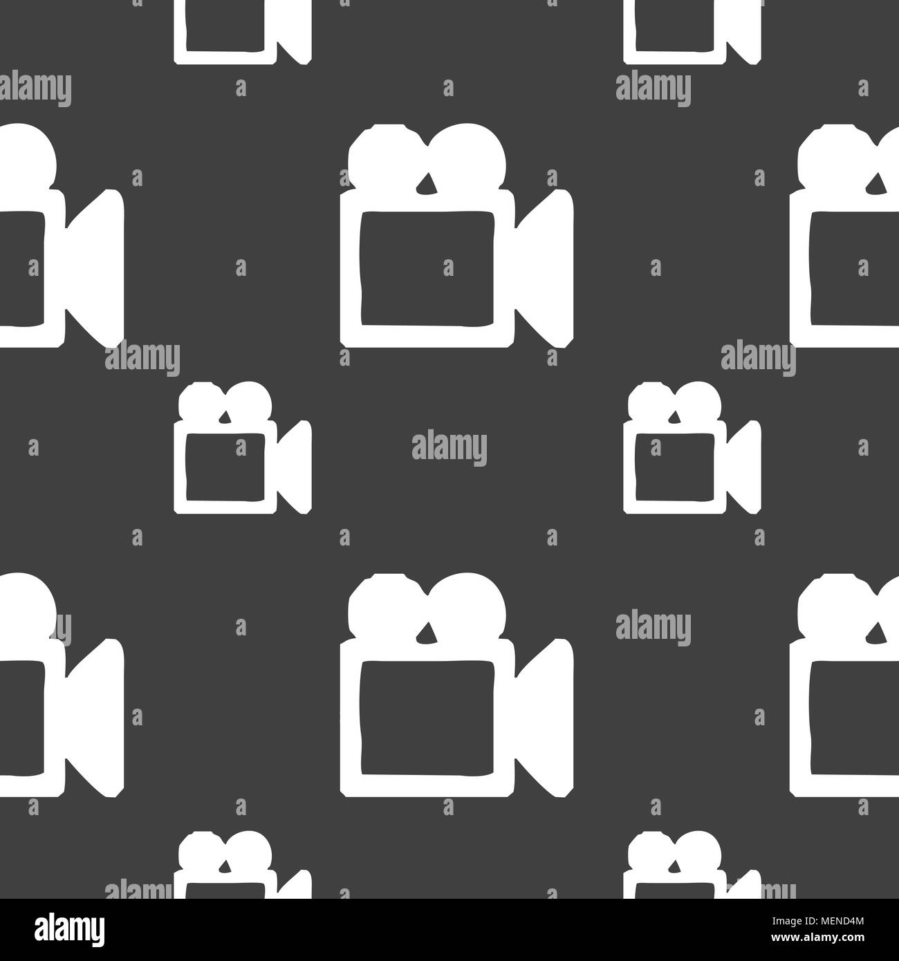 camcorder icon sign. Seamless pattern on a gray background. Vector illustration Stock Vector