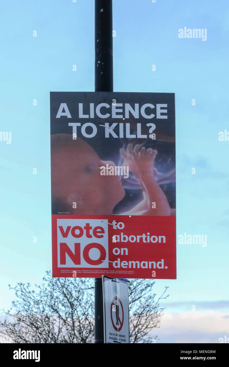 Irish abortion referendum - a Vote 'No' poster ahead of Ireland's Referendum to Repeal the Eighth Amendment on 25th May 2018. Stock Photo