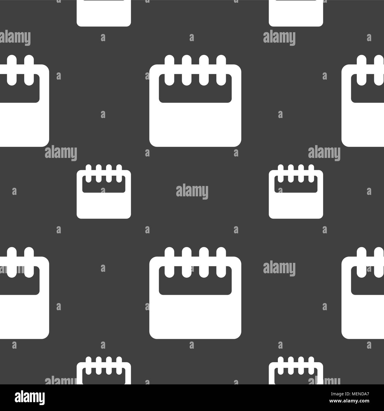 Notepad, calendar icon sign. Seamless pattern on a gray background. Vector illustration Stock Vector