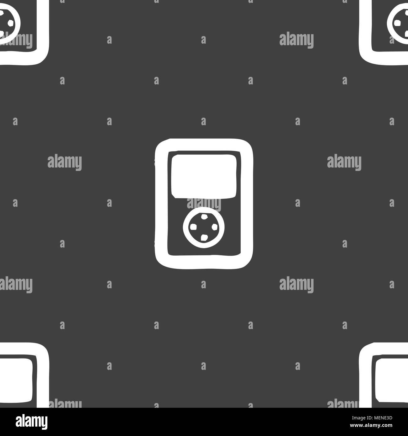 Tetris, video game console icon sign. Seamless pattern on a gray ...