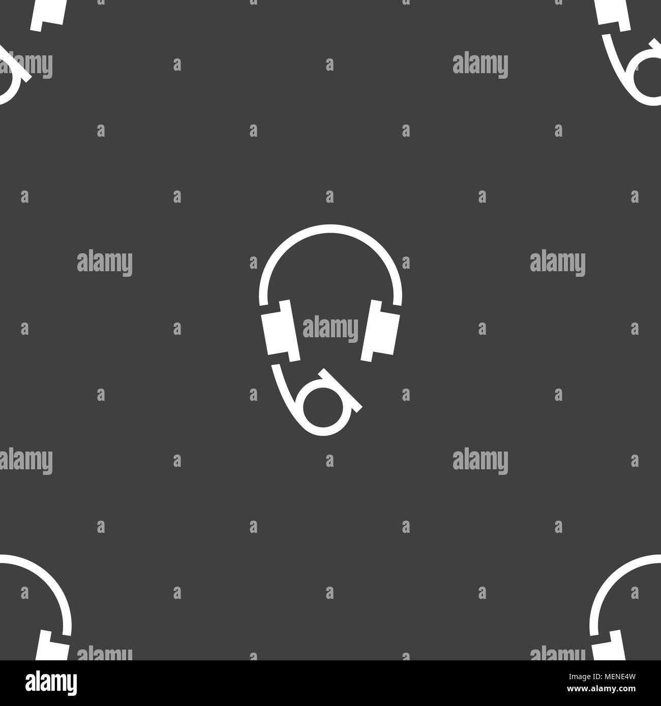 headsets icon sign. Seamless pattern on a gray background. Vector illustration Stock Vector