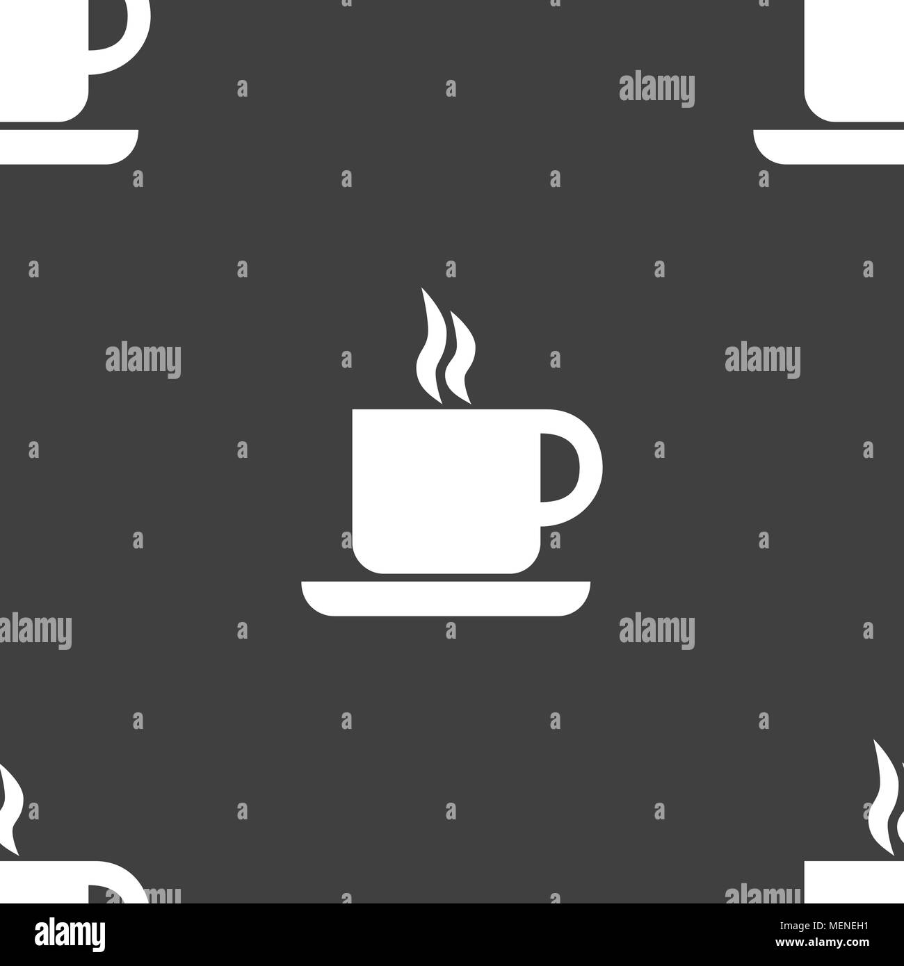 coffee icon sign. Seamless pattern on a gray background. Vector ...