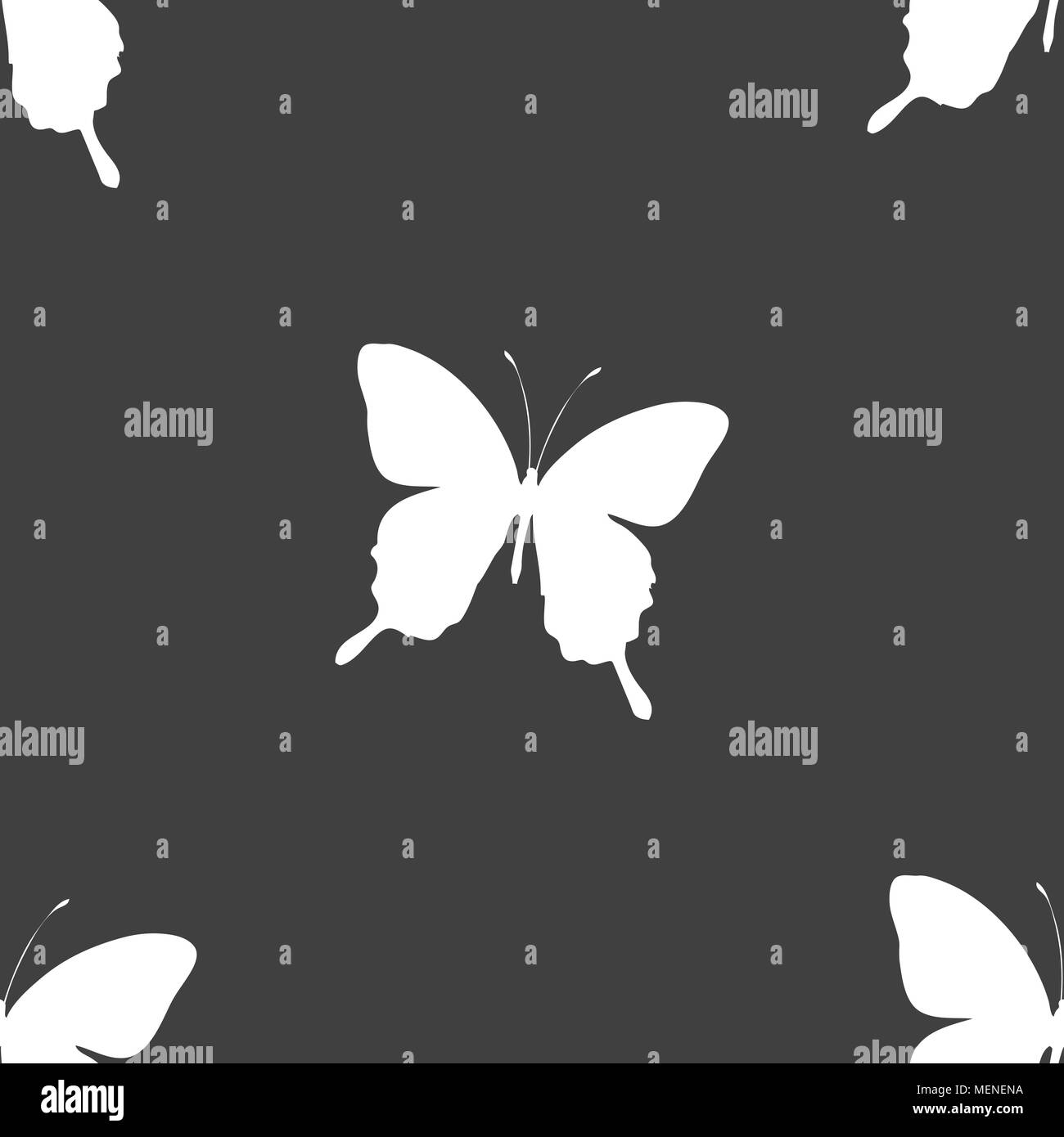 butterfly icon sign. Seamless pattern on a gray background. Vector ...